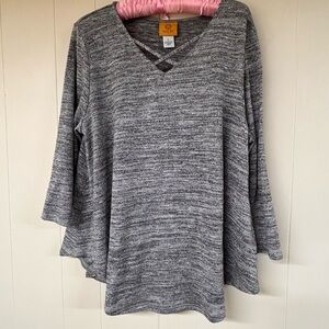 Ruby Rd Gray V-Neck Women's Top sz Large
